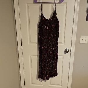 Old Navy Black and Pink Floral Midi Dress